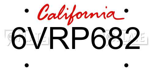 6VRP682 California License Plate