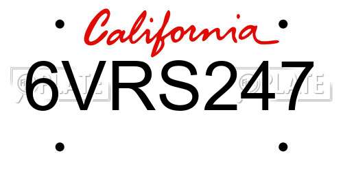 6VRS247 California License Plate
