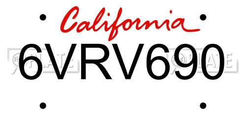 6VRV690 California License Plate