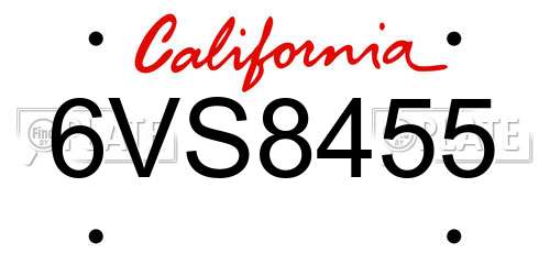 6VS8455 California License Plate