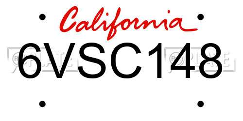 6VSC148 California License Plate