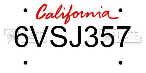 6VSJ357 California License Plate