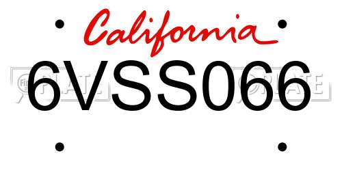 6VSS066 California License Plate