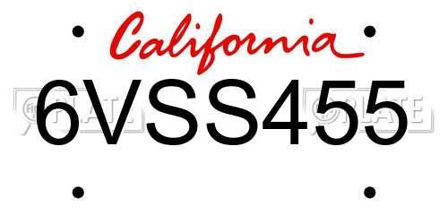 6VSS455 California License Plate