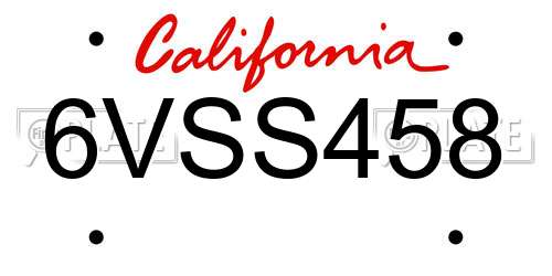 6VSS458 California License Plate