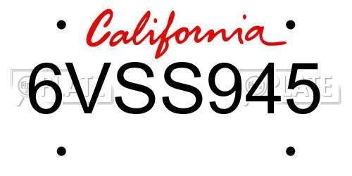 6VSS945 California License Plate