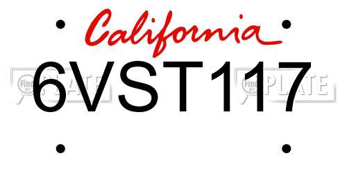6VST117 California License Plate