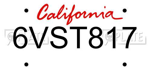 6VST817 California License Plate