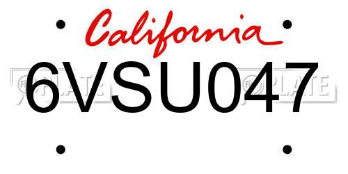 6VSU047 California License Plate