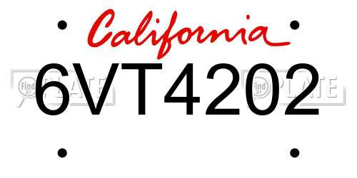 6VT4202 California License Plate