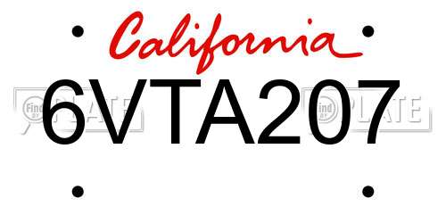 6VTA207 California License Plate