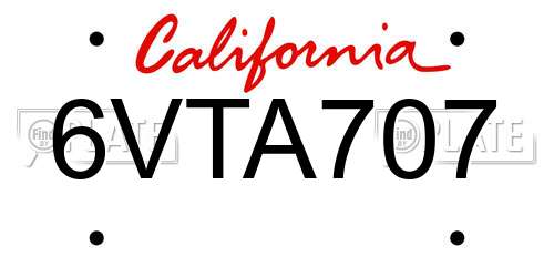6VTA707 California License Plate