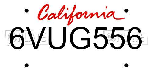 6VUG556 California License Plate
