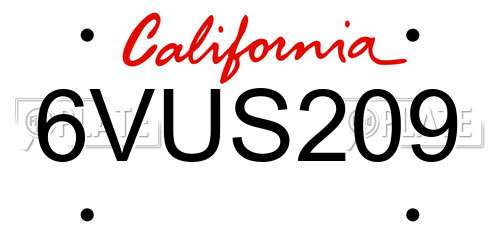 6VUS209 California License Plate