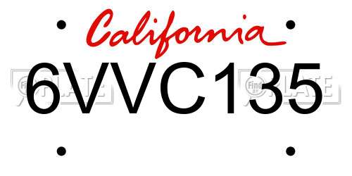 6VVC135 California License Plate