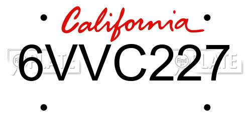 6VVC227 California License Plate