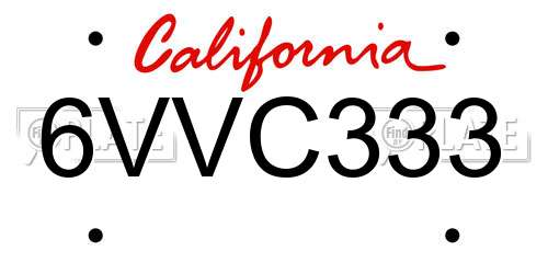6VVC333 California License Plate