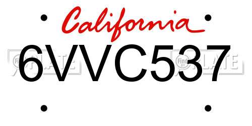 6VVC537 California License Plate