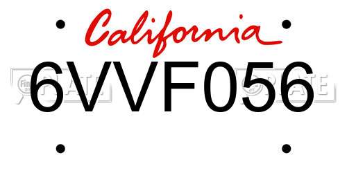 6VVF056 California License Plate