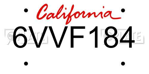 6VVF184 California License Plate