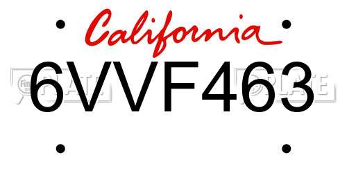 6VVF463 California License Plate