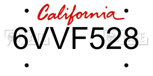 6VVF528 California License Plate