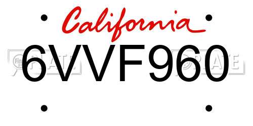 6VVF960 California License Plate