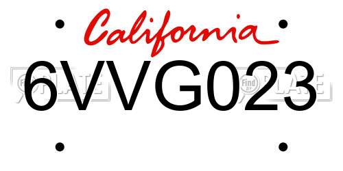 6VVG023 California License Plate