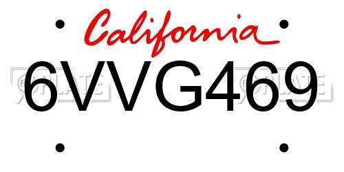6VVG469 California License Plate