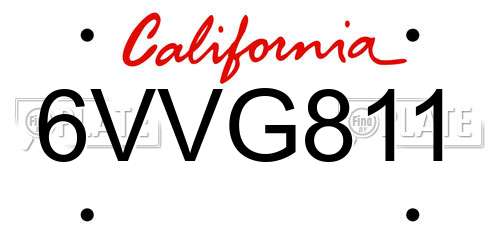 6VVG811 California License Plate