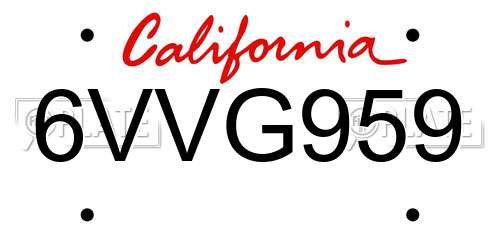 6VVG959 California License Plate