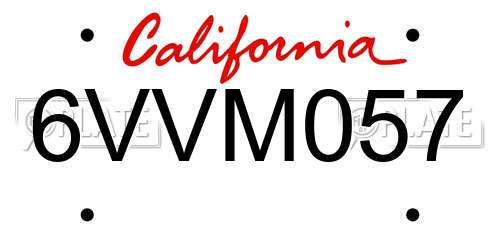 6VVM057 California License Plate