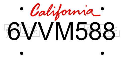 6VVM588 California License Plate