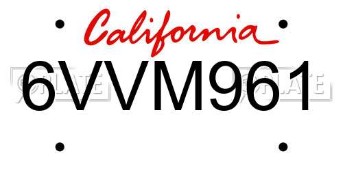 6VVM961 California License Plate