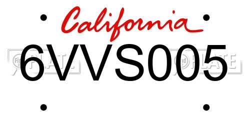 6VVS005 California License Plate