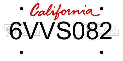 6VVS082 California License Plate