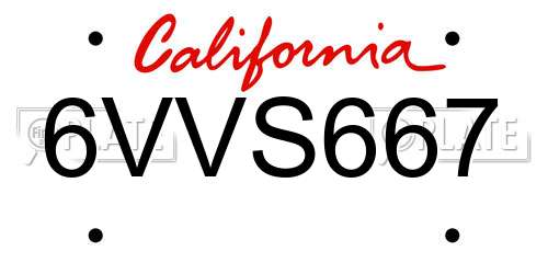 6VVS667 California License Plate