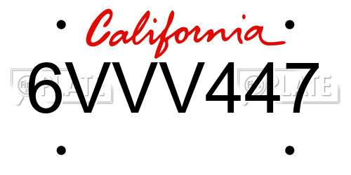 6VVV447 California License Plate