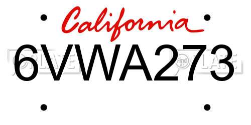 6VWA273 California License Plate