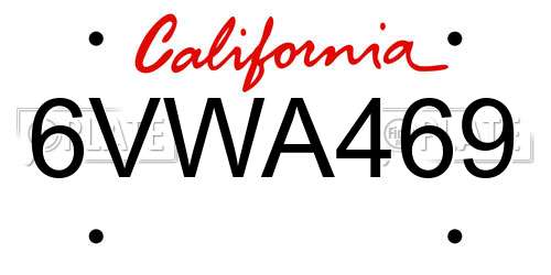 6VWA469 California License Plate