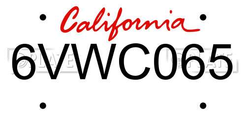 6VWC065 California License Plate