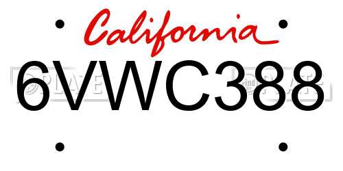 6VWC388 California License Plate