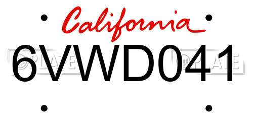 6VWD041 California License Plate