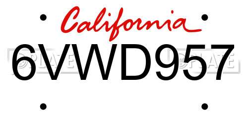 6VWD957 California License Plate