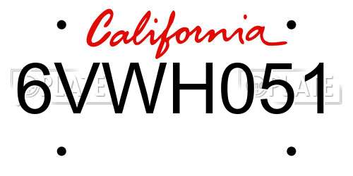 6VWH051 California License Plate