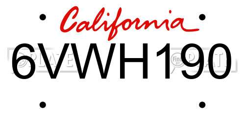6VWH190 California License Plate