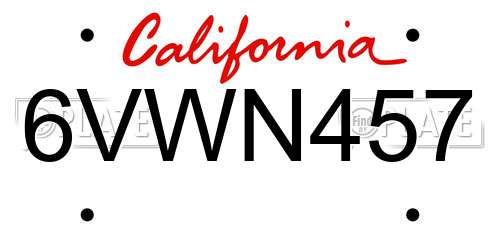 6VWN457 California License Plate