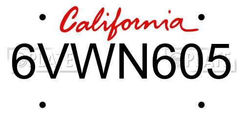 6VWN605 California License Plate