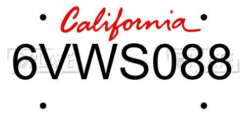 6VWS088 California License Plate