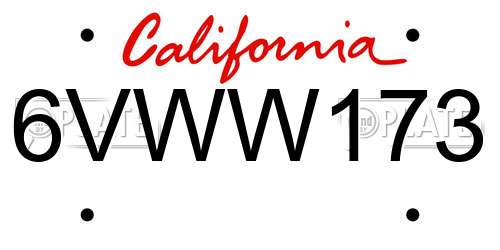 6VWW173 California License Plate